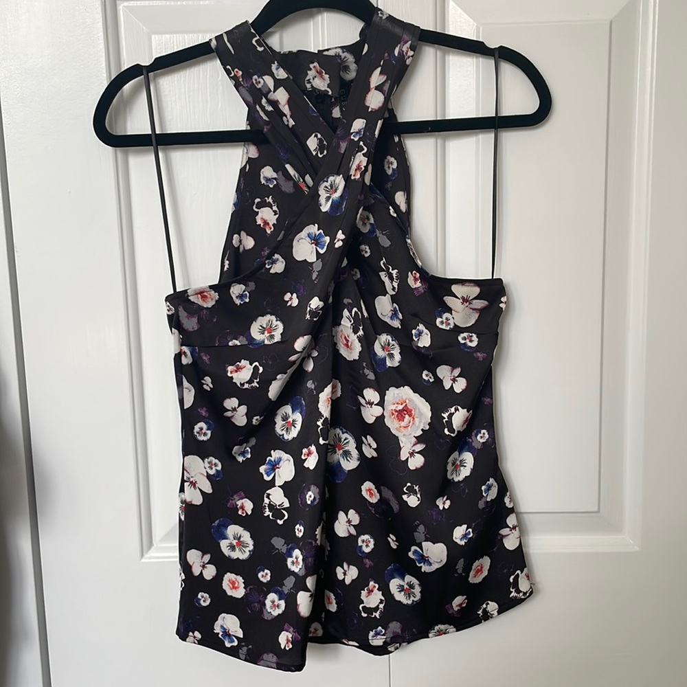 EUC Guess Pansies Cross Neck Halter Tank Top